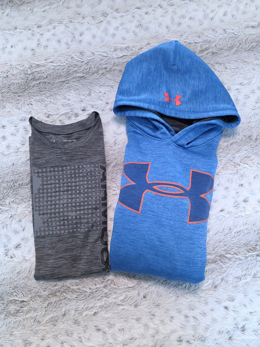 Under Armour Blue Hoodie with Gray Tech Tee YXL